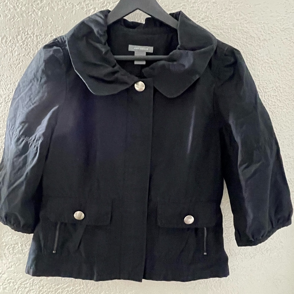 Y2K Ann Taylor Business Casual Black‎ 3/4 Sleeve Button Up Jacket Size Medium